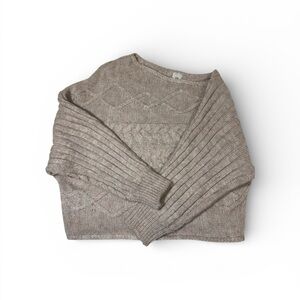 River Island Women’s L Tan Oatmeal Cable Knit Oversized Slouch Neck Sweater